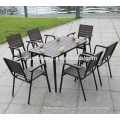 New design outdoor garden furniture plastic wood furniture dining table set for restaurant